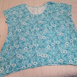 Woman Within Blue Boxy Blouse